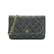 【BreezeOnline 微風精品線上】Chanel 金雙C羊皮金鏈Woc斜背包(黑)