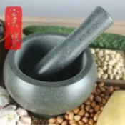 設彩品牌旗艦店 搗碎器 天然青石臼 蒜泥器搗蒜器壓蒜罐輔食研磨器 溪邸家用蒜臼子搗藥臼『XY15721』
