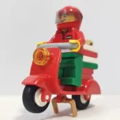 LEGO 樂高 城市系列 人仔 披薩外賣員套裝 cty0573 出自60097絕版套裝 獨佔 配紅色小綿洋摩托 原裝披薩