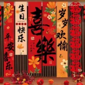 生日快樂條幅掛布成人老公佈置派對場景裝飾品場景佈置朋友背景牆 派對佈置/拍照道具 生日掛布 慶生佈置 生日背景布