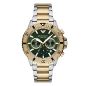 大高雄鐘錶城 EMPORIO ARMANI 亞曼尼 Diver系列 AR11586 質感金綠潛水造型手錶 43.5MM ｜樂天領券現折★全館特惠中★指定刷卡回饋10%