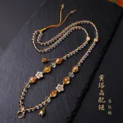 🙏已開光過爐🙏泰國佛牌鏈子天然黃塔晶水晶吊墜配鏈項鍊唐卡頸鍊可調節長度