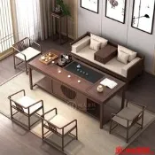 【小新茶具】羅漢床茶桌椅組合新中式實木功夫茶幾簡約禪意黑胡桃木現代茶臺