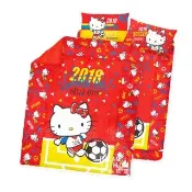 【享夢城堡】雙人床包涼被四件組(HELLO KITTY 2018世足-粉.紅) 涼被/冷氣毯
