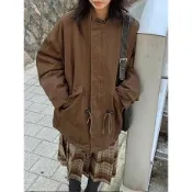 Codibook｜韓國 DAILYJOU 鬆身磨毛帽T印花厚棉外套［預購］羽絨外套 field-jacket 女裝