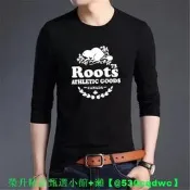 Roots海貍長銹T恤長T圓領T恤南釹寬情侶長銹衣服打齒碼長銹打底衫長銹長t