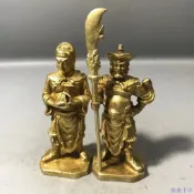 改運氣運仿古 銅關公神像 銅坐春秋關公站關平周倉 擺件 武財神 小號 關聖帝君