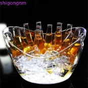SHIGONG透明冰桶,4/8/12L亞克力葡萄酒冷水桶,便攜式防墜落大容量香檳瓶冰櫃派對
