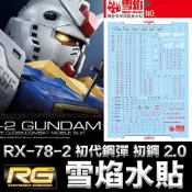 (店+)【BANDAI 萬代】【鋼普拉】 雪焰水貼 螢光版 BANDAI UC RG #40 1/144 RX-78-2 初代鋼彈 初鋼 2.0