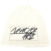 MONCLER Berretto 草寫刺繡補丁羊毛混紡針織帽(白色)