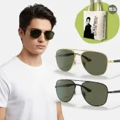 【RayBan 雷朋】雙槓金屬偏光抗UV太陽眼鏡(RB3683-001/58、002/58 56mm 59mm 偏光鏡片)