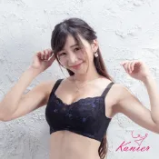 【Kanier卡妮兒內衣】無鋼圈內衣 集中包覆 大罩杯 舒適無壓 夢裡花叢間 ( C-E 罩杯 黑 )