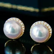 醇想珠寶 La Corser Jewelry 日月星辰 Akoya 天然海水珍珠 耳釘 18K金 鑽石 天女級 耳環 厚金版 極強光珍珠 耳墜
