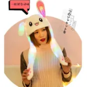 升級發光耳朵會動的帽子 抖音新款會動的兔耳朵帽子帶燈抖音玩具卡通皮卡丘帽子氣囊帽