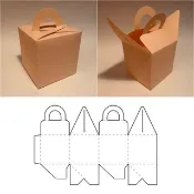 帶把手模板的盒子, 方盒, 立方體盒, 禮物盒, 禮品盒, SVG, PDF