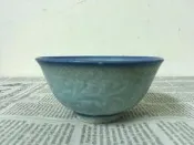 WH27493【四十八號老倉庫】全新 早期 台灣 藍邊 花紋 古早碗 飯碗 碗粿碗 有瑕【懷舊收藏擺飾道具】