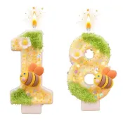 【數字造型慶生蠟燭】蜜蜂蠟燭 生日蠟燭 蛋糕裝飾 蛋糕蠟燭 派對裝飾 週歲 創意 手工 公主 生日蛋糕