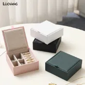 洛陽牡丹旅行首飾收納盒 Pu 皮革首飾收納盒帶多層隔層 - 女士輕巧旅行收納盒戒指耳環手鍊 -