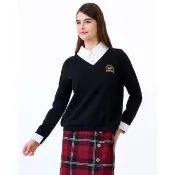 【SCOTTISH HOUSE】拼接襯衫領長袖上衣-黑/灰 CIWB1268