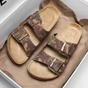 BIRKENSTOCK 橡木材質勃肯拖鞋  軟木穆勒鞋  復古搭扣休閒沙灘鞋  女涼鞋  現貨 免運