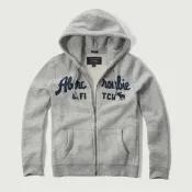 美國百分百【Abercrombie & Fitch】外套 AF 連帽 夾克 帽T 麋鹿 棉質 M L XL 灰色 G244
