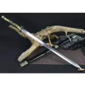 [龍泉劍莊]刀劍復古擺設 花紋鋼鍛打八面 一體長款戰劍冷兵器未開刃