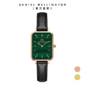 【Daniel Wellington】DW 手錶 Quadro 20X26 森林綠皮革小方錶玫瑰金/香檳金 兩款任選