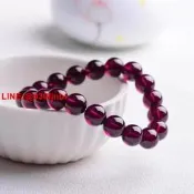 紫牙烏手串巴西收藏級天然水晶帝王紫石榴石手鏈全凈體珠寶