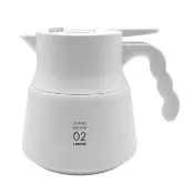 【HARIO】日本二重真空不銹鋼咖啡保溫壺-600ml-波浪把-白色(VHSN-60-W)