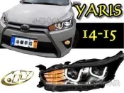 小傑車燈精品-- NEW YARIS 2014 2015 14 15 導光 LED u型光圈 頭燈 遠近魚眼 大燈