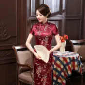 婚禮喜宴演出服【水水女人國】龍鳳刺繡長旗袍 復古中國風長版洋裝 改良式旗袍 旗袍趴活動 大尺碼 S-6XL