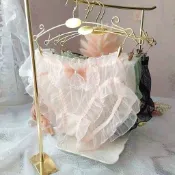 EFP大美人❤️嚴選日系小清新夏季網紗荷葉邊公主可愛棉襠少女蝴蝶結三角內褲~粉白綠黑M~3L(現貨