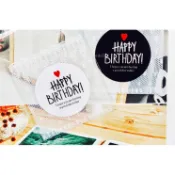 ∮春日部∮烘焙貼紙 烘焙包裝 黑白生日快樂封口貼 烘焙包裝禮品貼 1張8枚