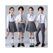 (店+)綺羅 女兒童白襯衫學生制服男女同款 長袖短袖✨ 中大童上衣 中小學生制服襯衫長袖襯衫短袖 學生裝春秋款洋裝童裝