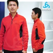【ODLO】男 款 半門襟保暖休閒衫 中層衣 長袖排汗衣/內刷毛 立領 抗風 保暖_紅/黑__220232