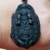 玉貴人…天然大龍龜金幣黑曜石項鍊，賠售