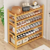 【MINE 家居】鞋架 鞋櫃  100% 天然楠竹6層寬70公分(鞋櫃  鞋架)