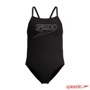 【Speedo】女孩 運動連身泳裝 Endurance+ Logo 黑