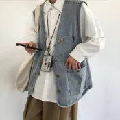 [HYC] 日系穿搭 復古做舊 牛仔背心 日系工裝 CITYBOY 寬鬆 休閒 古著 街頭 穿搭 工裝背心 情侶 外套