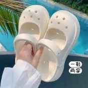 (店+)厚底洞洞鞋女包頭勃肯鞋防水雨鞋布希鞋小皮鞋運動穆勒鞋羅馬鞋鏤空瑪麗珍增高氣墊鞋止滑防臭懶人涼拖鞋兩穿兩用皮鞋