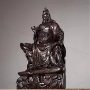 【實木雕刻】黑檀木雕關公擺件 關羽看書夜讀春秋 武財神鎮宅工藝品 擺飾 關聖帝君 木雕 實木 關公像 木雕藝品