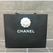 Chanel 香奈兒精品專櫃24K、25P黑色紙袋（附山茶花）手提袋/禮物袋/精品紙袋（WCO鍊帶包、小廢包、絲巾盒可裝