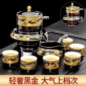 【現貨現發】石磨懶人半自動茶具套裝批發家用功夫泡茶器茶海茶杯整套可印logo日式茶具 家用茶具 簡約茶具 紫砂