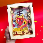 光影故事迷你紙雕小夜燈 | 賀年祥龍獻瑞 | 農曆新年春節剪影擺設