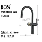 🔸HG水電🔸BOSS  不銹鋼廚房四合一伸縮/RO龍頭 消光黑 222033MBL