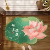 昕購商鋪 48H出貨好運蓮蓮硅藻泥地墊家用玄關入戶門墊衛生間吸水腳墊浴室地墊代發