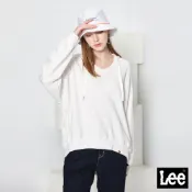 Lee DENIM UNION 長袖V領長袖連帽T恤 帽T Modern 女 經典白LL200324K15
