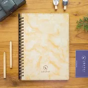 A5 抽取式仿皮革活頁筆記本-戀戀風塵。橙色