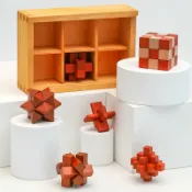 全球選品1館 生活百貨 兒童木製解鎖玩具早教減壓孔明鎖六件套全套魯班鎖益智解壓