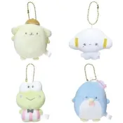 【小禮堂】Sanrio x Mochi Panda 聯名 絨毛吊飾娃娃 麻糬熊貓 布丁狗 大眼蛙(平輸品)